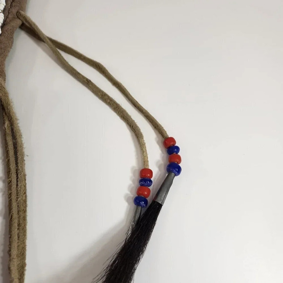 Handmade Leather Beaded  Purse Handbag - Picture 4 of 13